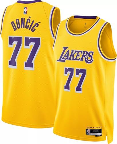 Luka Doncic Los Angeles Lakers NBA Kids Youth 8-20 Yellow Gold Icon Edition Swingman Jersey (US Numeric 10 12 Regular Luka Doncic Los Angeles Lakers Yellow)