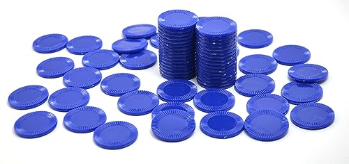 Smartdealspro Undurchsichtiger Lernzähler aus Kunststoff, Mini-Poker-Chips, Spielsteine mit Aufbewahrungsbox (Dunkelblau, 32 mm (64 Stück, Sonnenblume)