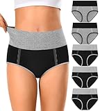MISSWHO Cotton Womens Underwear High Waisted Tummy Control Panties For Women Postpartum Essentials Plus Size Briefs C Section 5 Pack Medium
