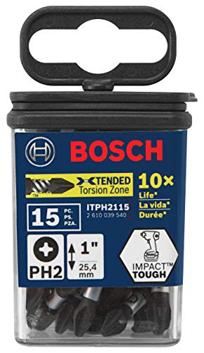 Bosch ITPH2115 15 Pc. Impact Tough 1 In. Phillips #2 Insert Bits