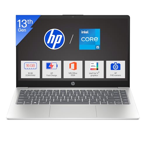 Image of HP 14, 13th Gen Intel Core i5-1334U Laptop (16GB DDR4,512GB SSD) Anti-Glare, Micro-Edge, 14 /35.6cm, FHD, Win11, M365 Basic(1yr),Office Home24, Silver,1.4kg, FHD Camera w /Privacy Shutter,ep0340TU