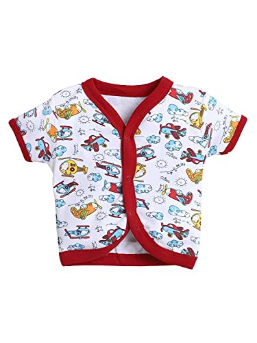 Image of Pooja Baby Baby Boys' & Baby Girls' T-Shirt Hosiery Cotton Clothing Jhabla /Vest Front Open T- Shirt with Snap Buttons Pack Of 4