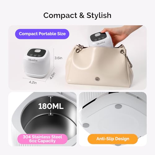 Image of MelodySusie 2 in 1 Nail Tool Cleaning Machine, 3 Timers Mode for Nail Drill Bits, Nail Art Brush, Nail Clipper, Jewelry Cleaning, Salon & Home Use, White,DL-160