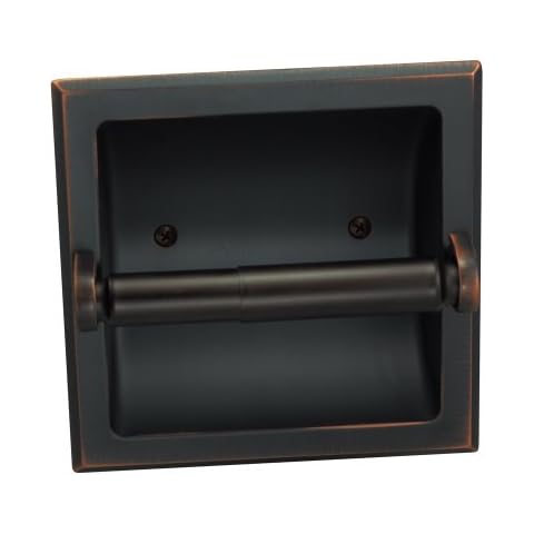 Designers Impressions Oil Rubbed Bronze Recessed Toilet/Tissue Paper Holder All Metal Contruction - Mounting Bracket Included Cover