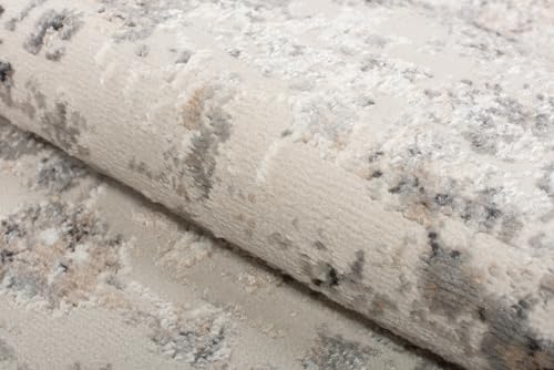 TAPISO Valley Teppich Kurzflor Vintage Hellgrau Blumen Rahmen Orientalisch Used Effekt Meliert Verwischt Wohnzimmer Schlafzimmer ÖKO-TEX 200 x 300 cm