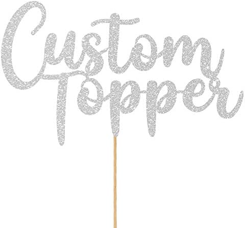 Personalised Glitter Cake Topper by Cakeshop | Custom Colour Any Name, Any Age, Any Words Glitter Cake Decoration for Birthday Cakes, Anniversaries, Leaving Parties, Hen Parties (Light Silver)