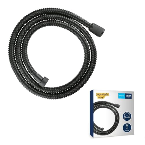 GROHE Vitalioflex - Metallbrauseschlauch (1500 mm, verstärkte Ausführung, knickfest, hitzebeständig), matt schwarz, 27502KS1
