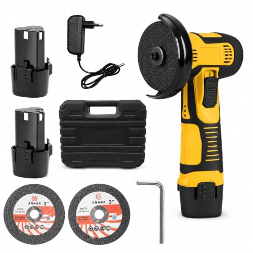 Image of Cordless Mini Angle Grinder Machine with Rechargeable Battery | Portable Electric Grinder for Metal, Tile, Wood Polishing & Cutting with Spindle Lock and Toggle Switch-Handle Exterior Scratch Free