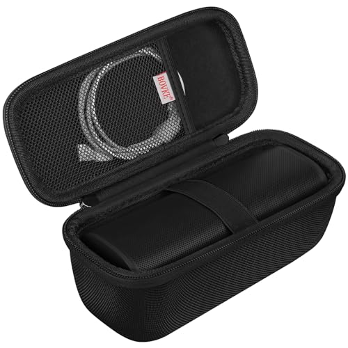 BOVKE Carrying Case Compatible with Sonos Roam 2 Portable Waterproof Bluetooth Wireless Speaker, Roam 2 Bluetooth Speaker Holder with Mesh Pocket for Charging Cables Accessories, Black+Black