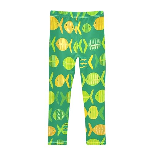 Bolaz Toddler Girls Leggings Printed Yoga Pants Leggings Green Orange Fish for Kids2