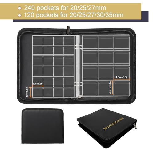 Álbum para colección de monedas 360 bolsillos negro miniatura 4