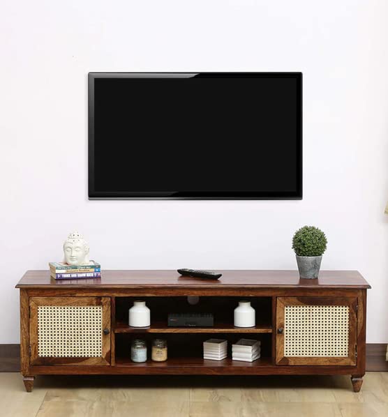 SOLID WOOD FURNITURE Solid Sheesham Wood TV Console for TVs up to 55