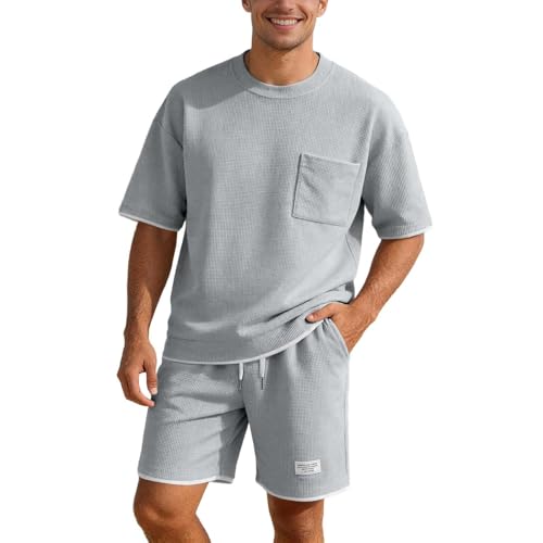 Survêtement de sport doux ensemble short à cordon et t-shirt col rond