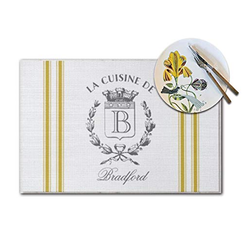 Guan_Collection Family Crest - Juego de 4 manteles individuales lavables, resistentes al calor, antideslizantes, resistentes al calor