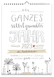 A4 Bastelkalender 2023, Recyclingpapier Fotokalender, Kreativkalender, Geburtstagskalender im Bleistift DIY Design, Grau Weiß mit Blumen, Kalender selbst gestalten, basteln und verschenken