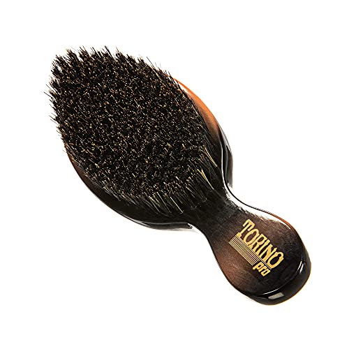 Torino Pro Curve Wave Brush #158- Medium 100% Boar Bristle Curved 360 Wave Stub Brush - Great For Laying Down 360 Waves And Use Before Using Wave Cap Or Durag - Luxury Wave Brush For Men 360 #TOP1
