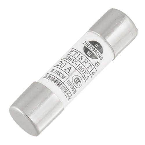 sourcing map 10mm x 38mm 380V 20A Céramique Tube Cylindrique Fusible Liens, Fusible à Cartouche Tube en Céramique 5pcs