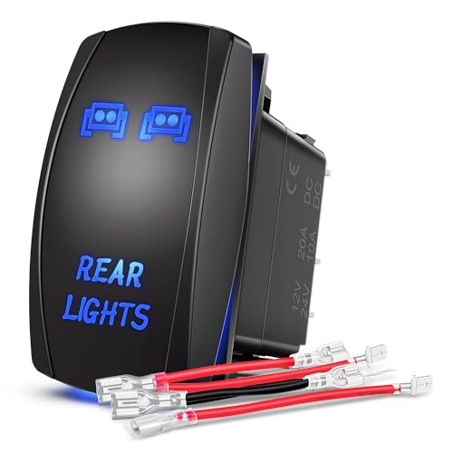 Nilight NI-RS05 LED Light Bar Rocker Switch 5Pin Laser On/Off Rear Lights Rocker Switch 20A/12V 10A/24V Switch Jumper Wires Set,2 years Warranty , Blue by Nilight - Used condition - US$6.73