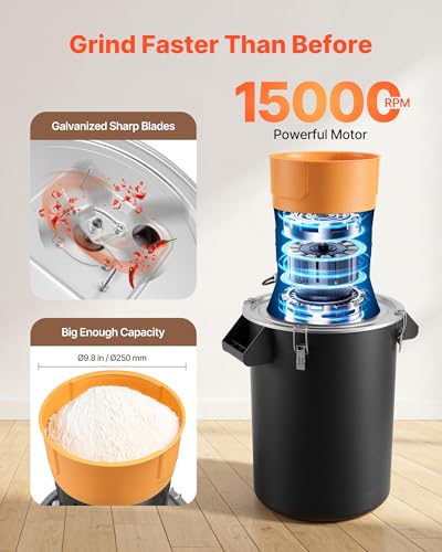 Image of VEVOR Electric Grain Mill Grinder, 600W High Power Commercial Spice Grinder, 60L Pulverizer Powder Machine with Galvanized Sharp Blades, for Dry Grains, Spices, Cereals, Coffee, Corn & Pepper