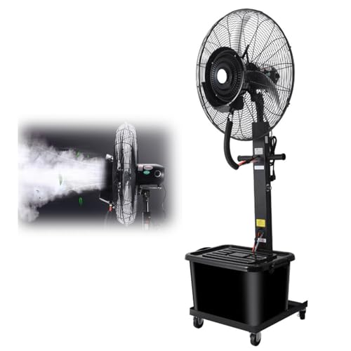 Generic Outdoor Misting Fan 3 Cooling Speeds Misting Fans For Patios and More, 26”/30”Cooling Fan Misting System with 4 Wheels and 11 Gallon Water Tank (Size : 26inch), DEACBAGAA-26INCH