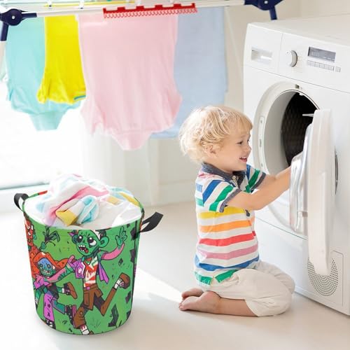 Panier à linge pliable et imperméable pour chambre : bac à linge compact style zombies - 6