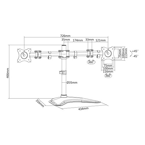 Suporte Articulado para 2 Monitores LED e LCD, Brasforma, Acessórios para Computador, Preto, 13