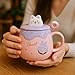 Imagen de Bibykivn Taza De Cerámica Donut Regalos Para Niños Y Niñas Cerámica Incluye Tapa Para Taza Y Agitador 460 Mililitros Diseño Encantador Tazas Decorativas Creativas Bonitas Para Café Té