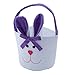 CIDCIJN Kosz na Wielkanoc – wielokolorowy bęben typu królik w kształcie królika, torba na słodycze, dobra jakość, prezent dla dzieci, Wielkanoc, torebka, kosz, liliowy biały