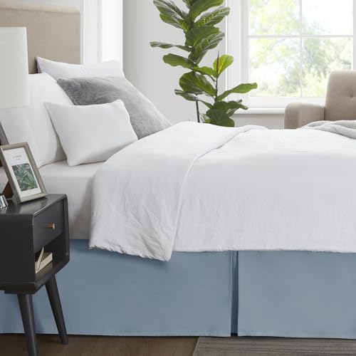 Image of Nestl Stone Blue Full Bed Skirt - Full Size Bed Skirt 14 Inch Drop - Brushed Microfiber Bed Skirts - Hotel Quality Pleated Bed Skirt - Shrinkage & Fade Resistant