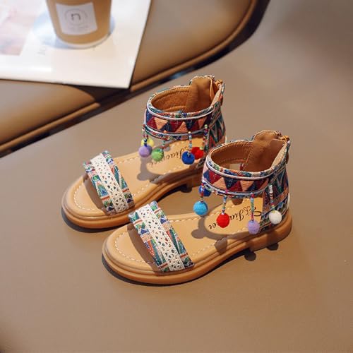 IWIHMIV Girls Sandals Summer Flat Soft Sole Open Toe Ankle Sandals with Heel Zipper Comfortable Beach Dress Shoes4