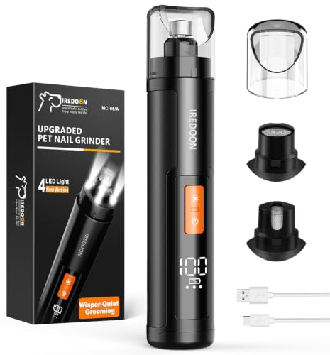 IREDOON Dog Nail Grinder with 4 LED Lights...