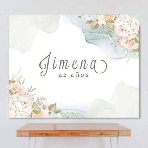 Cartel Feliz Cumpleaños, (Nombre y Edad Personalizable), Tamaño 100x80cm, Papel 180gr, Decoración de Fiestas, Verde Oliva2