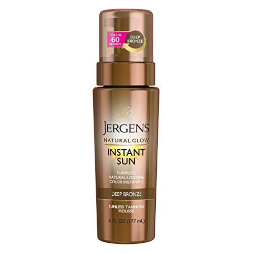 Jergens Natural Glow Instant Sun Body Mousse, Deep Bronze Tan, 6 Ounce Sunless Self-tanner, for a Natural-looking Tan