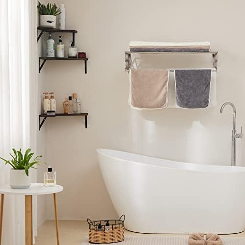 YOUDENOVA Foldable Clothes Airer Wall Mounted Clothes Rail Retractable Towel Holder Bathroom Towel Rack Extendable Clothes Drying Rack Indoor