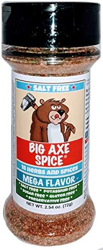 Big Axe Spice ORIGINAL MEGA FLAVOR SALT FREE 18 Herbs and Spices All Purpose Seasoning, Gluten Free, Sugar Free, Preservative Free