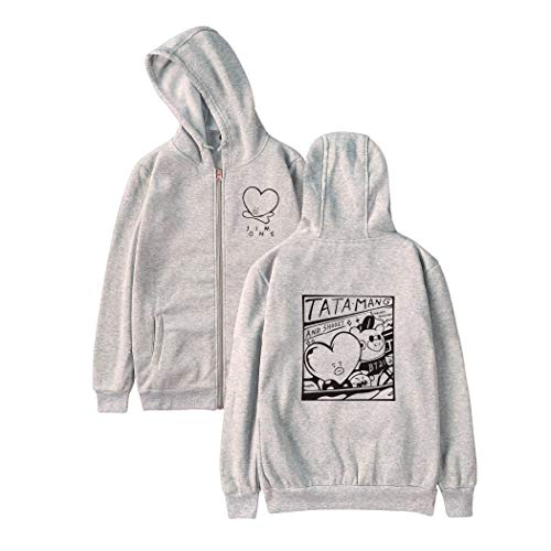 JLTPH Unisexe Sweat à Capuche BTS Tata Imprimees BTS Bangtan Boys V Zippé Manches Longues Sweat-Shirt à Capuche Sport Pull Tops