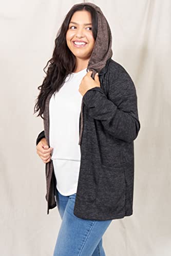 Image of Eloges Women's Multi Stripe Soft Knit Open Cardigan with Suede Elbow Patch