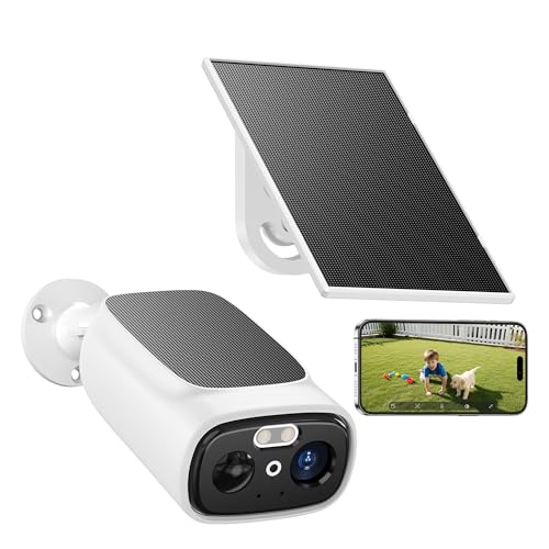 Solar Security Cameras Wireless Outdoor，2K Wireless Camera for Ho...