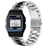 Compatible con correas Casio MDV106, 18 mm, 22 mm, correas de repuesto de metal de acero inoxidable de liberación rápida compatibles con reloj Casio MDV106-1AV / MTP-VD01 (plateado-negro, correa de