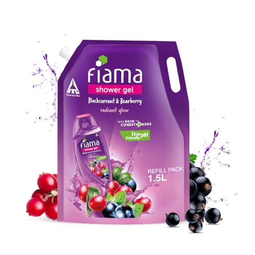 Fiama Body Wash Shower Gel Blackcurrant & Bearberry, 1.5L Bodywash Refill Value Pouch for Women & Men with Skin Conditioners for Radiant Glow, Skin Friendly pH, Suitable for All... - Image 4
