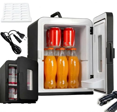 Mini Fridge for Bedrooms 15 Liter/21 Cans Upgrade Potable Small Fridge AC+DC Power for Car Drinks Fridge for Camping Cooler and Warmer Skincare Fridge for Food Max & ECO Mode Black