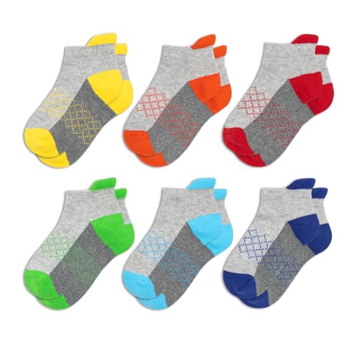 Image of HENGRUI Boys/girls Socks Cushioned Kids Socks, Kids Ankle Athletic Socks With Low Cut Tab For 4-10 Years Old-6 Pairs