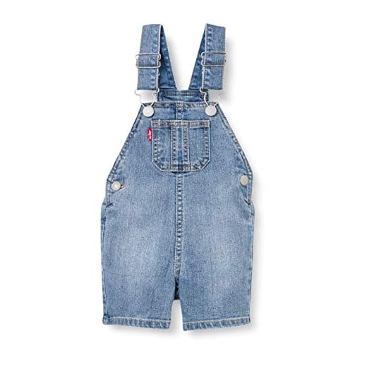 Levi's Kids DENIM SHORTALLS C656 Canastilla para bebés y niños pequeños Milestone para Bebé-Niños