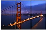 San Francisco Wall Art Decor - 3 Piece Set, Decorative Framed Golden Gate Bridge Canvas Art Multi Pa