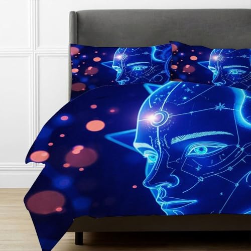 Housse de couette 220x240 maquillage bleu 3 pièces en microfibre de qualité - 4