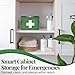 Flexzion Medicine Box, Home Pharmacy Box, 33 x 21 x 19 cm, Metal Medication Storage for Emergency, First Aid Cabinet, with Side Handles, Removable Tray & 5 Compartments, Green