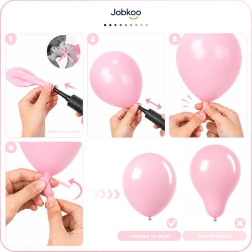 Image of Jobkoo Pastel Pink Balloons 12 Inch, 50Pcs Baby Light Pink Latex Balloon