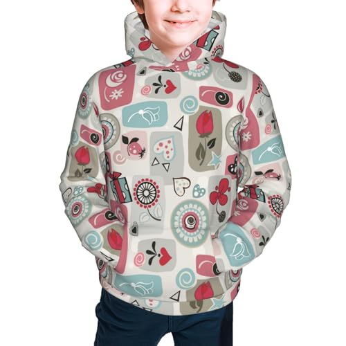 Little Flowers in Retro Kid Hoodies Boys Sweatshirts Girls Pullover with Pocket3