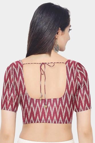 Image of Cotton Pochampally ikat unstitched blouse, Kurthi, long frock fabric material for women (1 meter, 2 meters & 3 meters)