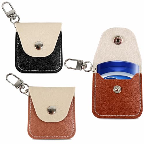 YLJMFH 3PCS Keychain Holder Compatible with Vaseline Lip Suitable 0.2oz and 0.25oz Lip,Compact Lip Leather Bag